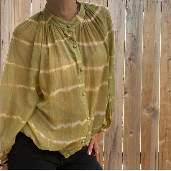 Alice+Olivia balloon sleeve blouse tie dye size M - Picture 2 of 7